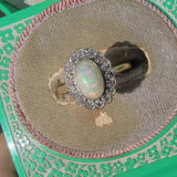 18ct gold two tone opal &  diamond antique ring - LONDON