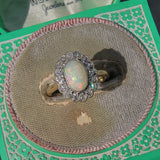 18ct gold two tone opal &  diamond antique ring - LONDON