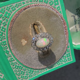 18ct gold two tone opal &  diamond antique ring - LONDON