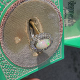 18ct gold two tone opal &  diamond antique ring - LONDON