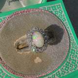 18ct gold two tone opal &  diamond antique ring - LONDON