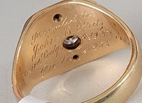 14k gold two tone Deco diamond & enamel Masonic ring - 1956