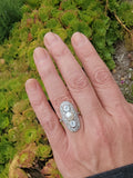 Platinum Diamond & Pearl estate Art Deco c.1920's glove shiel ring