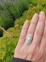 Platinum Diamond & Pearl estate Art Deco c.1920's glove shiel ring