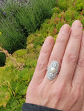 Platinum Diamond & Pearl estate Art Deco c.1920's glove shiel ring