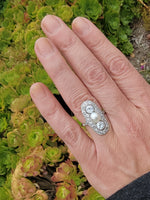 Platinum Diamond & Pearl estate Art Deco c.1920's glove shiel ring