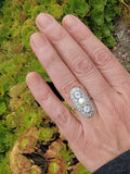 Platinum Diamond & Pearl estate Art Deco c.1920's glove shiel ring