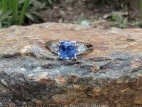 Platinum sapphire & diamond estate ring