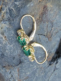 18k gold emerald & diamond lever back earrings