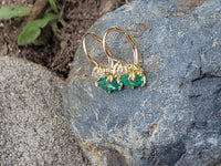 14k gold emerald & diamond lever back earrings NEW