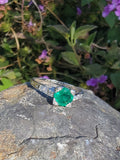 Platinum Emerald & Diamond estate Art Deco vintage antique ring