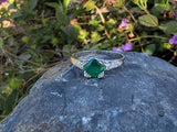 Platinum Emerald & Diamond estate Art Deco vintage antique ring