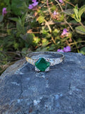 Platinum Emerald & Diamond estate Art Deco vintage antique ring