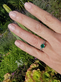 Platinum Emerald & Diamond estate Art Deco vintage antique ring