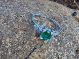 Platinum Emerald & Diamond estate Art Deco vintage antique ring