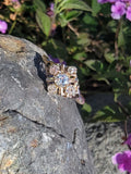 10k Victorian 5 old mine cut diamond antique ring