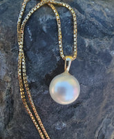 14k gold 10mm pearl necklace pendant