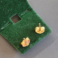 14k gold emerald bezel stud earrings - .19ct tw