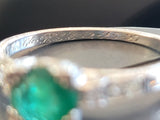 Platinum Emerald & Diamond estate Art Deco vintage antique ring
